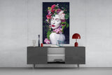 Flower and Woman Glass Wall Art.