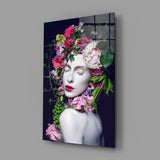 Flower and Woman Glass Wall Art.