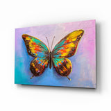 Rainbow Oil Paint Butterfly Glass Wall Art - 72x46 cm