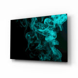 Aufsteigende Türkise Rauchschwaden Glasbild - 72x46 cm