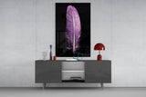 Purple Feather Glass Wall Art.