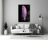 Purple Feather Glass Wall Art.