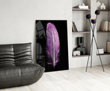 Purple Feather Glass Wall Art.