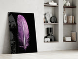 Purple Feather Glass Wall Art.