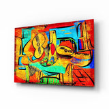 Tableau en verre Violoncelle abstrait - 72x46 cm