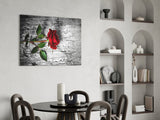 Red Rose Glass Wall Art.