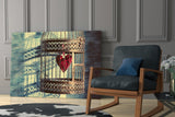 Caged Heart Glass Wall Art.