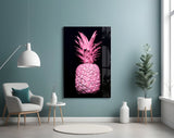Pink Pineapple Glass Wall Art.