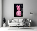 Pink Pineapple Glass Wall Art.