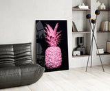 Pink Pineapple Glass Wall Art.