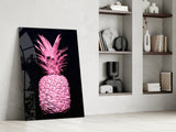 Pink Pineapple Glass Wall Art.