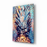 Farbige Ananas Glasbild