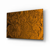 Amber-Gold Rose Relief-Textur Glasbild - 72x46 cm