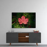 Pink Leaf Glass Wall Art.