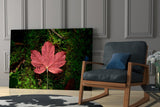 Pink Leaf Glass Wall Art.