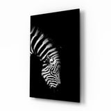 Bowed Head Zebra Glass Wall Art - 72x46 cm