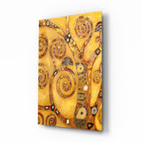 Albero della Vita Mosaico a Spirale Ambra quadro in vetro - 72x46 cm