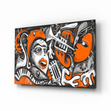 Portrait Abstrait Cubiste tableau en verre - 72x46 cm
