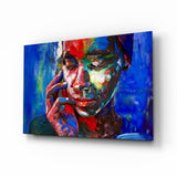 Regenbogenfarbenes Frauengesicht Glasbild - 72x46 cm