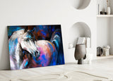White Horse Glass Wall Art.