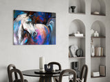 White Horse Glass Wall Art.