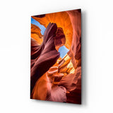 Orange Slot Canyon Waves Glass Wall Art - 72x46 cm