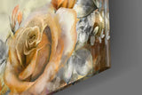 Yellow Rose and Woman Glass Wall Art.