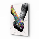 Glasbild Hand in Hand - 72x46 cm