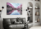Pink Landscape Glass Wall Art.