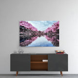 Pink Landscape Glass Wall Art.