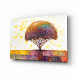 Glasbild Bunter Baum - 72x46 cm