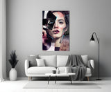 Abstract Woman Portrait Glass Wall Art.