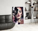 Abstract Woman Portrait Glass Wall Art.