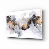 Gold Veined Black Marble Flow Glass Wall Art - 72x46 cm