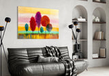 Colorful Trees Glass Wall Art.