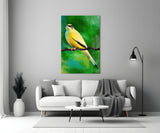Yellow Vine Bird Glass Wall Art.