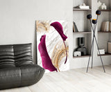 Burgundy Leaves Glass Wall Art.