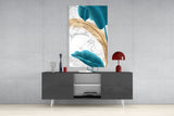 Turquoise Leaves Glass Wall Art.