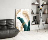 Green Leaves Glass Wall Art.