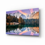 Cielo Púrpura Lago Alpino cuadro de cristal - 72x46 cm