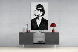 Black and White Woman Glass Wall Art.