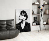 Black and White Woman Glass Wall Art.
