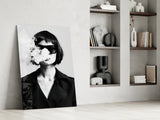 Black and White Woman Glass Wall Art.