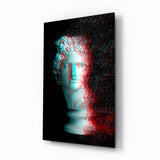 Cabeza de Apolo Glitch Rojo Cian cuadro de cristal - 72x46 cm
