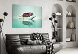 Hippo Glass Wall Art.