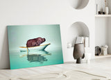 Hippo Glass Wall Art.