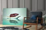 Hippo Glass Wall Art.