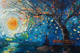 Lunar Serenade — Haptischer 3D-Reliefdruck + Hochglanz-Lack - Aluminum Composite / 90x60 cm