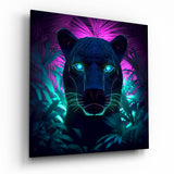 Neon Panther Glass Wall Art  || Designers Collection - 40x40 cm
