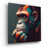 Glasbild „Ape the Thinker" || Designer-Kollektion - 40x40 cm